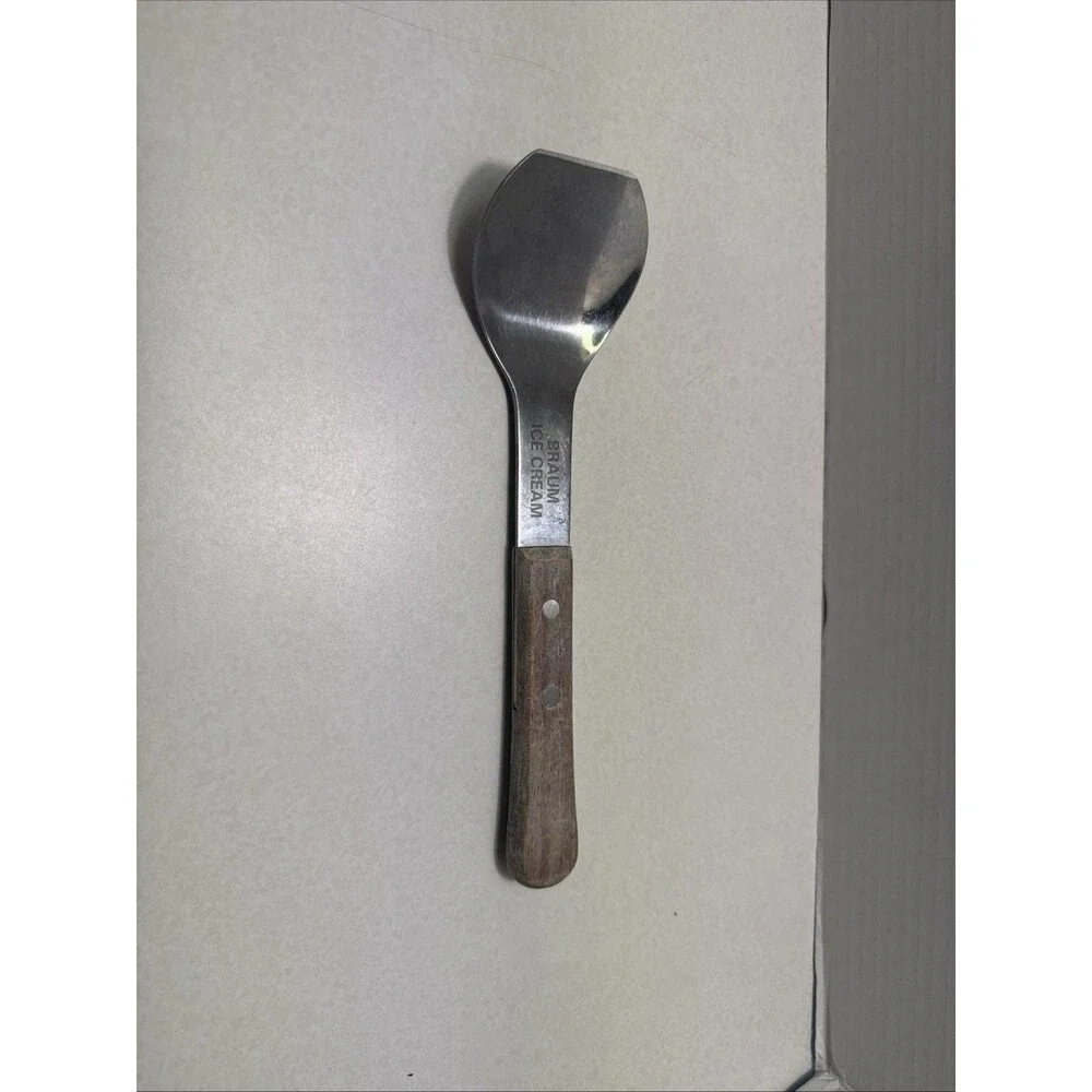 Vtg Vernco Ice Cream Spade Spoon Scoop Stainless w Wood Handle Vernon Co
